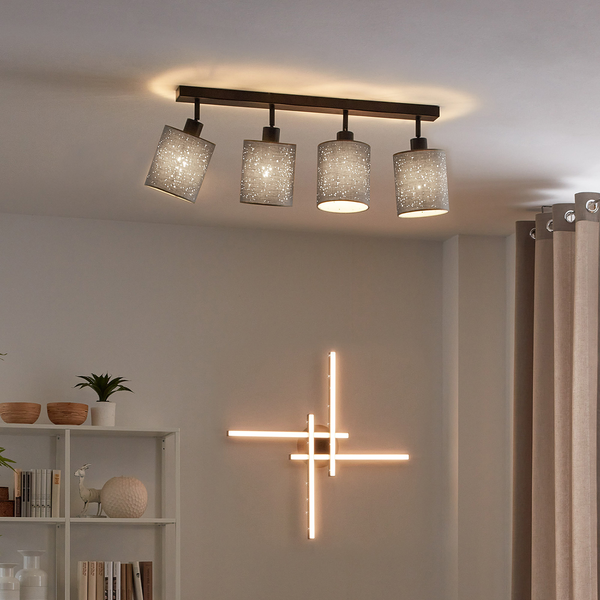 Deckenleuchte Stofa II - Baumwollstoff / Eisen - Flammenanzahl: 4