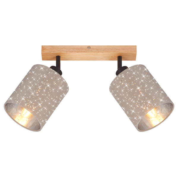 Deckenleuchte Stofa I - Baumwollstoff / Gummibaum teilmassiv - Flammenanzahl: 2