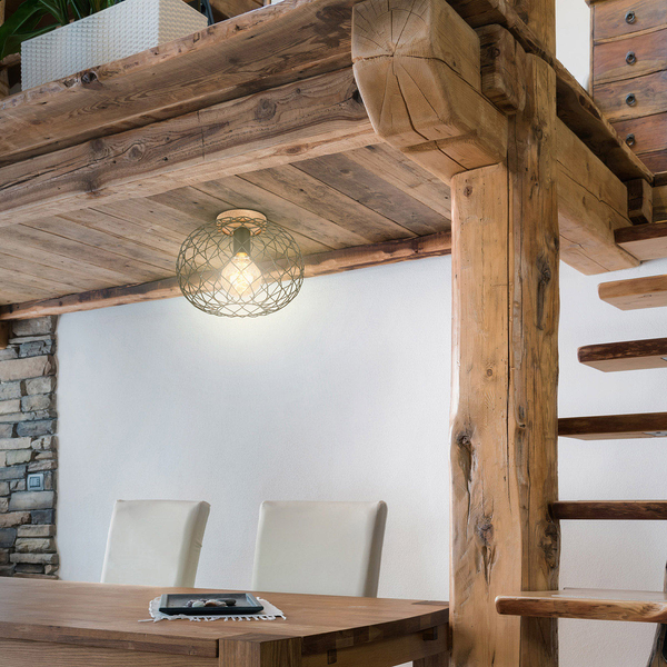 Deckenleuchte Winki - Eisen / Gummibaum teilmassiv - 1-flammig