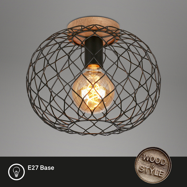 Deckenleuchte Winki - Eisen / Gummibaum teilmassiv - 1-flammig