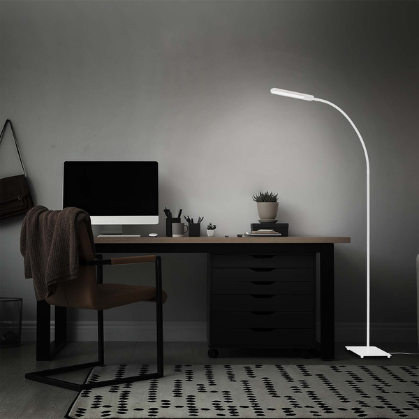 LED-Stehleuchte Servo - Polycarbonat / Eisen - 1-flammig - Weiß