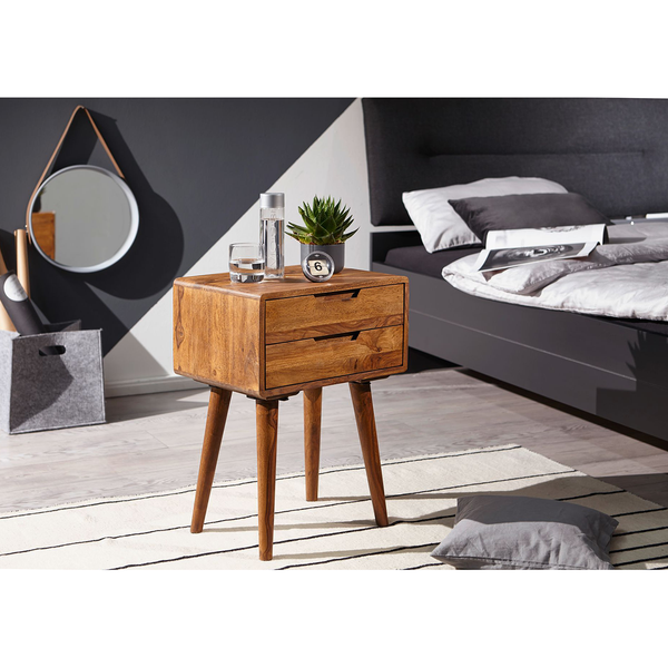 Nachtkommode Elmo - Braun - Sheesham - 47 x 66 x 36 cm