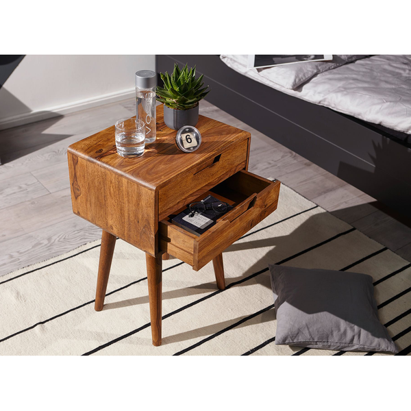 Nachtkommode Elmo - Braun - Sheesham - 47 x 66 x 36 cm