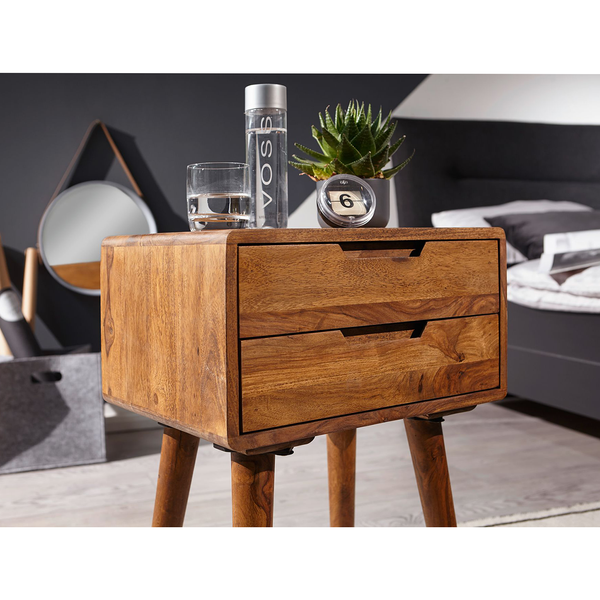 Nachtkommode Elmo - Braun - Sheesham - 47 x 66 x 36 cm