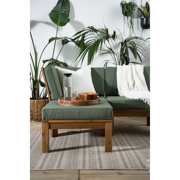 Loungehocker LEXI - Webstoff / Akazie massiv - Helles Olivgrün