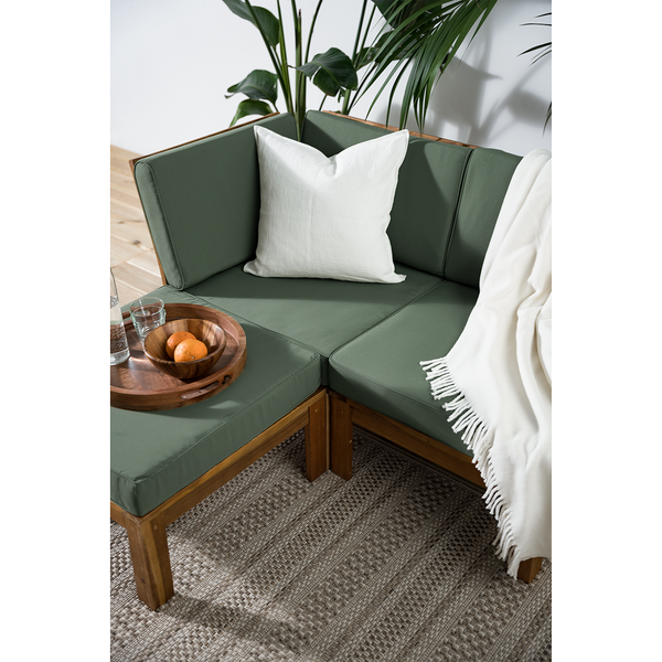 Loungehocker LEXI - Webstoff / Akazie massiv - Helles Olivgrün
