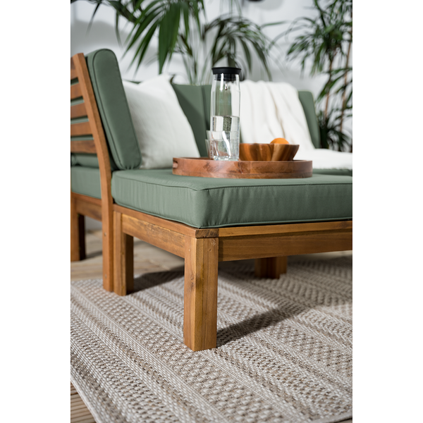 Loungehocker LEXI - Webstoff / Akazie massiv - Helles Olivgrün