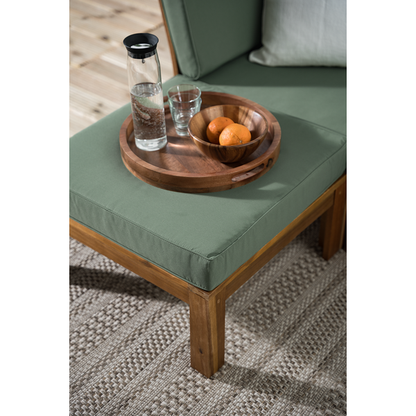 Loungehocker LEXI - Webstoff / Akazie massiv - Helles Olivgrün