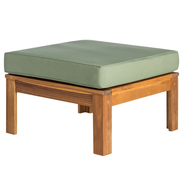 Loungehocker LEXI - Webstoff / Akazie massiv - Helles Olivgrün