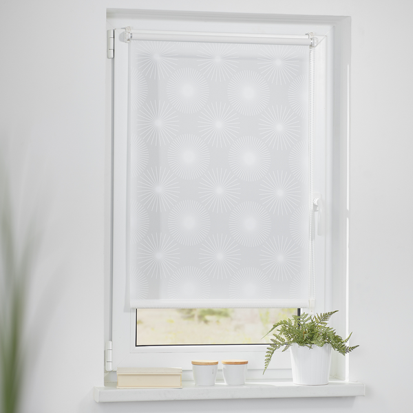Klemmfix Rollo Sonne - Polyester - Weiß - 90 x 220 cm