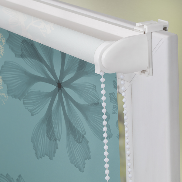 Klemmfix Verdunklungsrollo Aqua Floral - Polyester - Blau - 45 x 150 cm