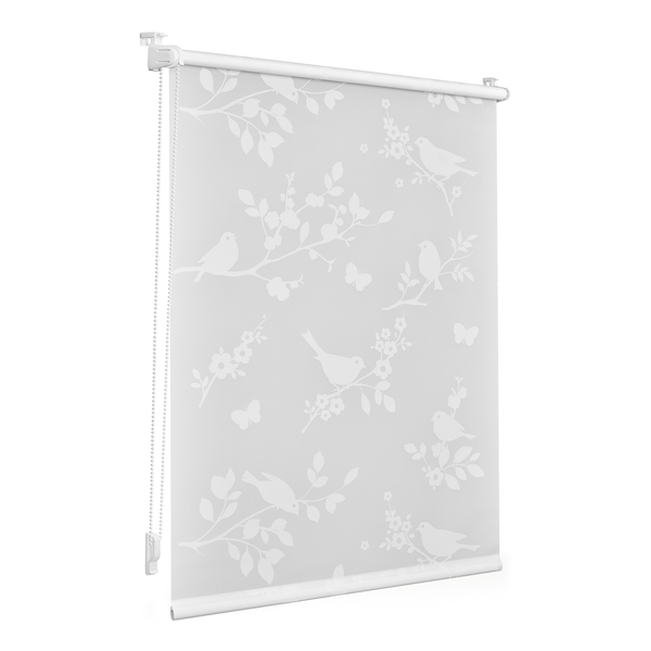Klemmfix Rollo Vogel - Polyester - Weiß - 100 x 150 cm