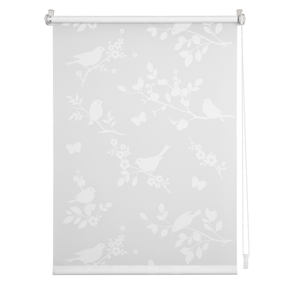 Klemmfix Rollo Vogel - Polyester - Weiß - 100 x 150 cm