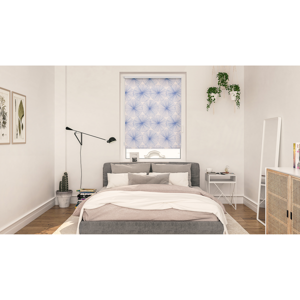 Klemmfix Rollo Flower Wheel - Polyester - Blau - 60 x 150 cm