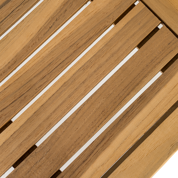 Gartenhocker Cipressa Teak & Edelstahl - Webstoff / Teak massiv - Grau / Braun