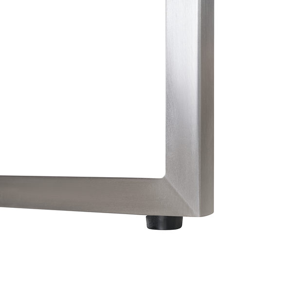 Gartenhocker Cipressa Teak & Edelstahl - Webstoff / Teak massiv - Grau / Braun