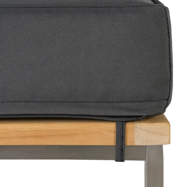 Gartenhocker Cipressa Teak & Edelstahl - Webstoff / Teak massiv - Grau / Braun