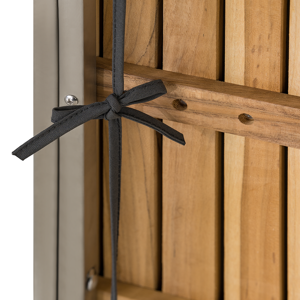 Gartenhocker Cipressa Teak & Edelstahl - Webstoff / Teak massiv - Grau / Braun