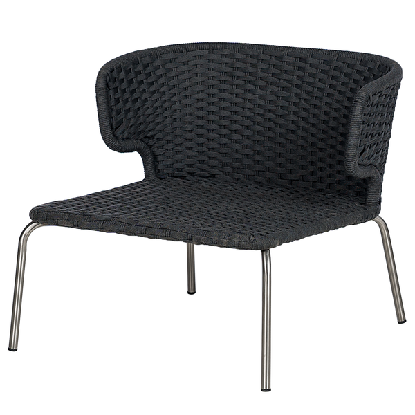 Designer Loungesessel Desha - Polyester / Edelstahl - Schwarz / Grau