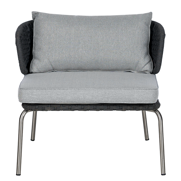 Designer Loungesessel Desha - Polyester / Edelstahl - Schwarz / Grau