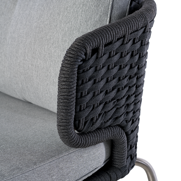 Designer Loungesessel Desha - Polyester / Edelstahl - Schwarz / Grau