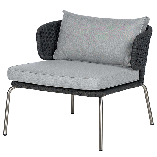 Designer Loungesessel Desha - Polyester / Edelstahl - Schwarz / Grau