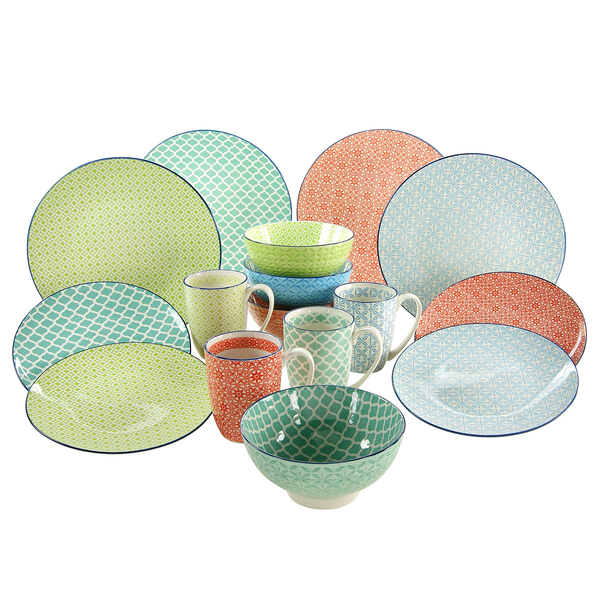 Kombiservice Mediterran (16-tlg.) - Steingut - Mehrfarbig