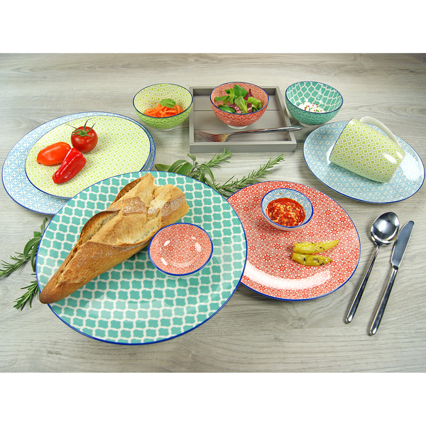 Kombiservice Mediterran (16-tlg.) - Steingut - Mehrfarbig