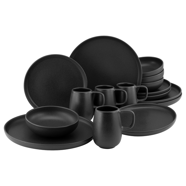 Kombiservice uno BLACK (16-tlg.) - Steingut - Schwarz