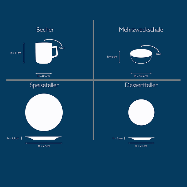 Kombiservice MALLORCA (16-tlg.) - Steingut - Mehrfarbig