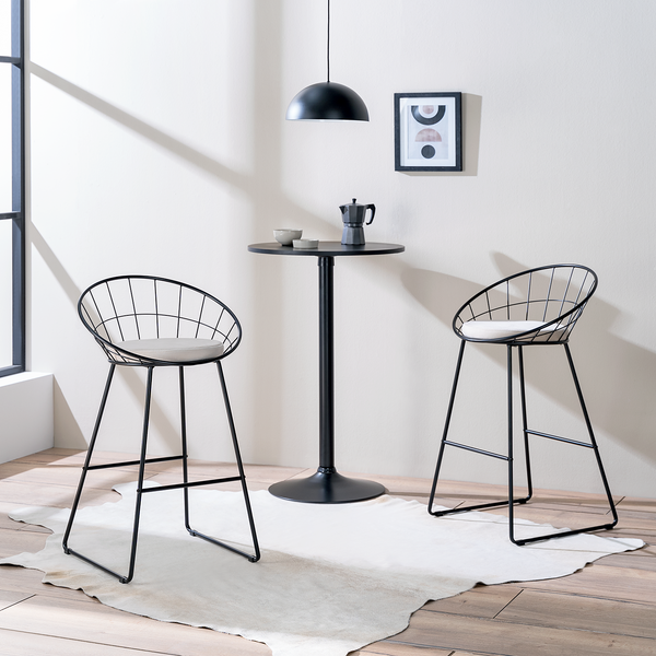 Barstuhl Ceza (2er-Set) - Beige / Schwarz
