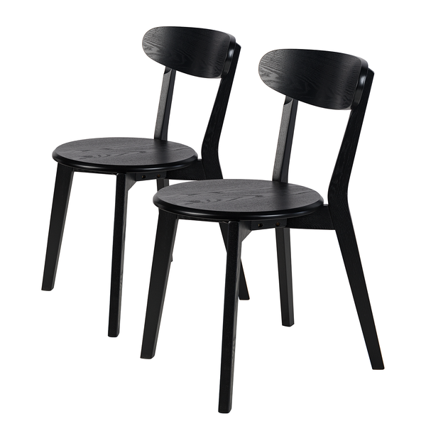Esszimmerstuhl Flori (2er-Set) - Esche teilmassiv - Esche Schwarz
