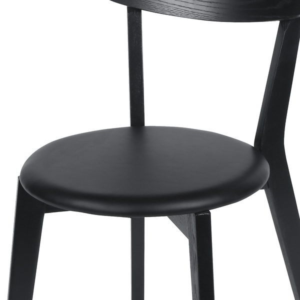 Esszimmerstuhl Bogmoor (2er-Set) - Kunstleder / Esche massiv - Schwarz