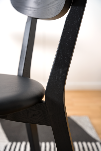 Esszimmerstuhl Bogmoor (2er-Set) - Kunstleder / Esche massiv - Schwarz