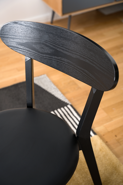 Esszimmerstuhl Bogmoor (2er-Set) - Kunstleder / Esche massiv - Schwarz