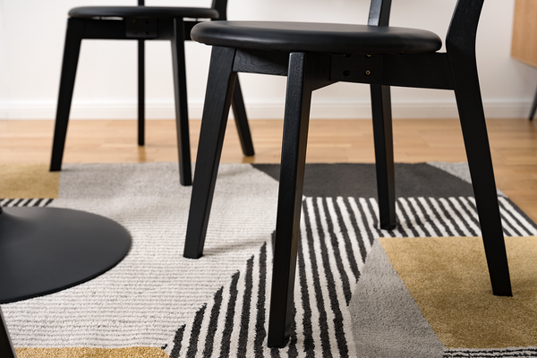 Esszimmerstuhl Bogmoor (2er-Set) - Kunstleder / Esche massiv - Schwarz