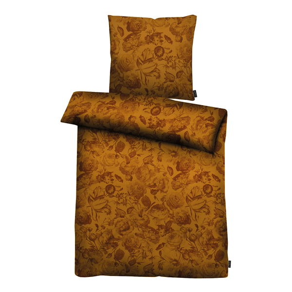 Bettwäsche Lela GOTS - Mako-Satin - Orange - 135 x 200 cm + Kissen 80 x 80 cm