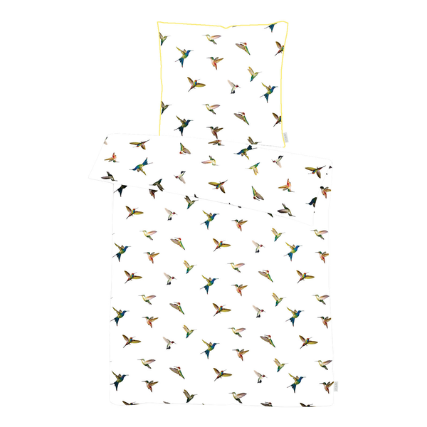 Bettwäsche Kolibri GOTS - Mako-Satin - Weiß - 155 x 220 cm + Kissen 80 x 80 cm