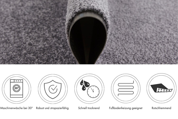 Fußmatte Super Wash & Clean - Polyamid - Schwarz - 90 x 150 cm