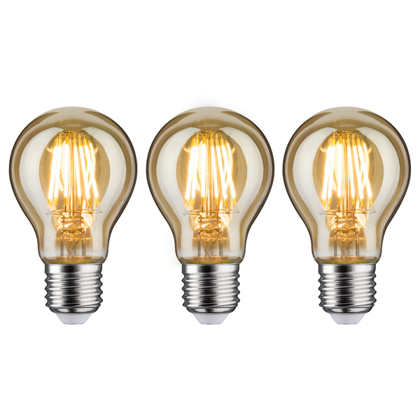 LED-Leuchtmittel Face (3er-Set) - Klarglas / Metall - 3-flammig