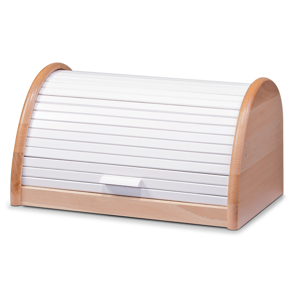 Rollbrotkasten Chamber - Buche - weiß - 39 x 25 x 21