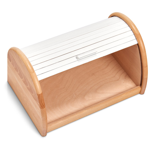 Rollbrotkasten Chamber - Buche - weiß - 39 x 25 x 21