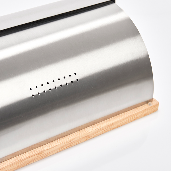 Brotkasten Zobi - Gummibaum - silber - 39,5 x 28 x 16