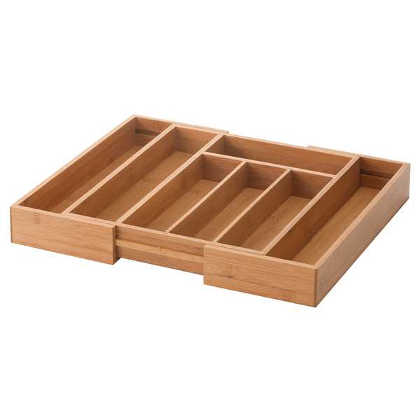 Besteckkasten Chambery - Bambus - natur - 29-40 x 33,5 x 5 - Breite: 34 cm