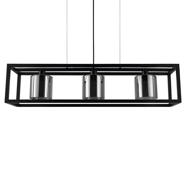 Pendelleuchte Brisling - Rauchglas / Stahl - 3-flammig