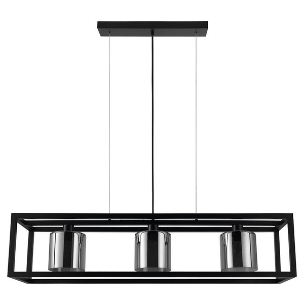 Pendelleuchte Brisling - Rauchglas / Stahl - 3-flammig