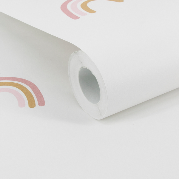 Tapete White Little Rainbow - Vlies - Pink