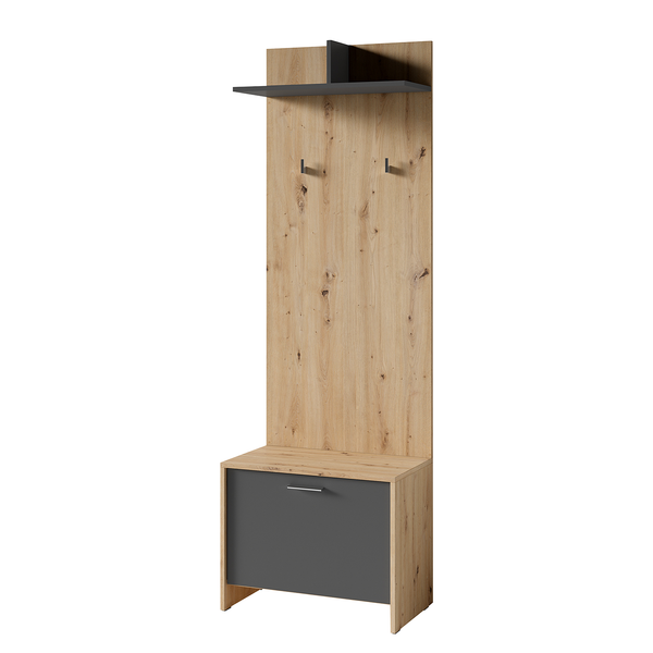 Garderobenbank Edgeworth - Eiche Artisan Dekor / Anthrazit