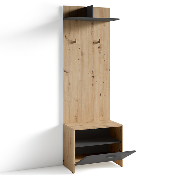 Garderobenbank Edgeworth - Eiche Artisan Dekor / Anthrazit