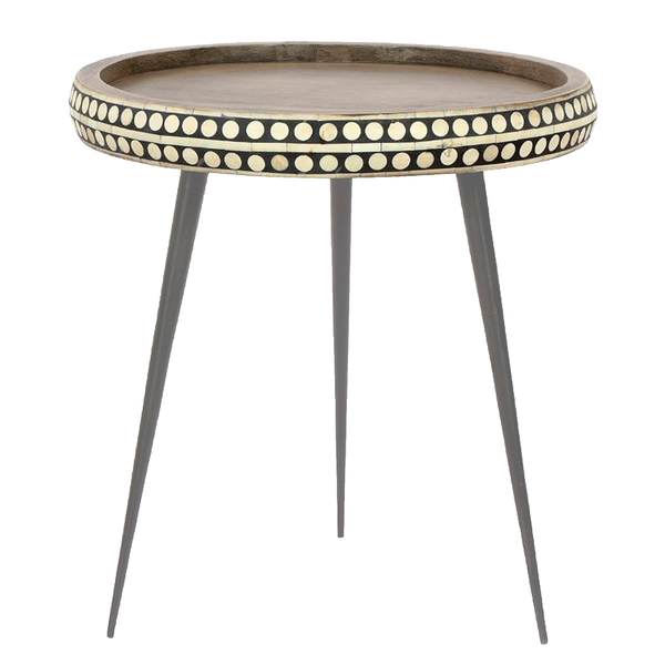 Beistelltisch Leandro - Mango massiv / Metall - Mango /Gold / Schwarz